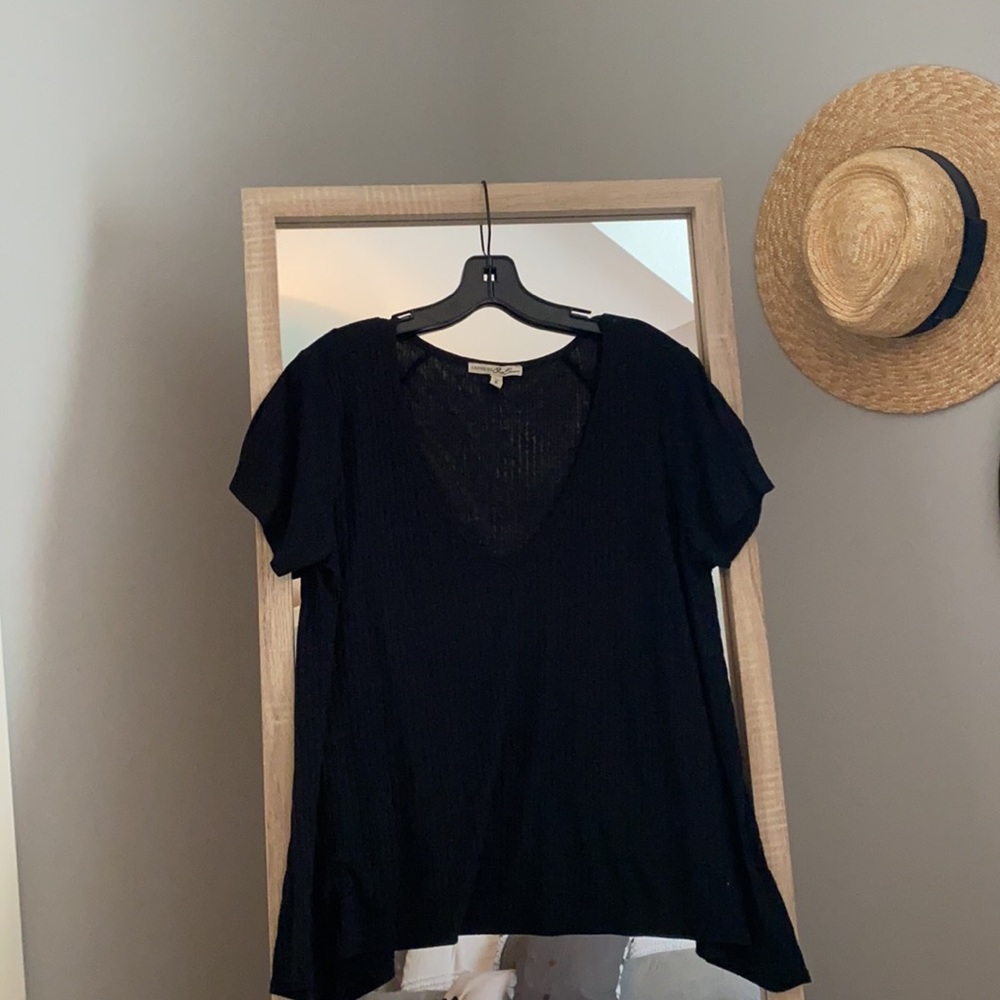 Express | Womens One Eleven Ribbed V-Neck Swing Tee, M